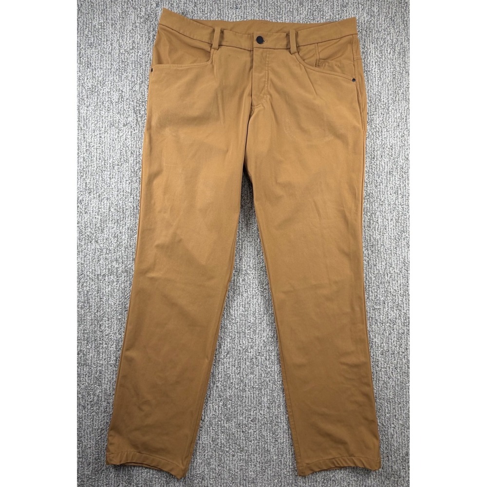 Lululemon ABC Pants Men 37x32.5 Tan Brown Technical Stretch 5-Pocket Trousers